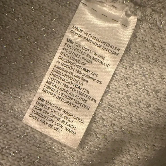 Sparkly Chico’s Metallic Silver Gray Tweed Sweater Blazer Frayed Edging Size 4 - Picture 9 of 9